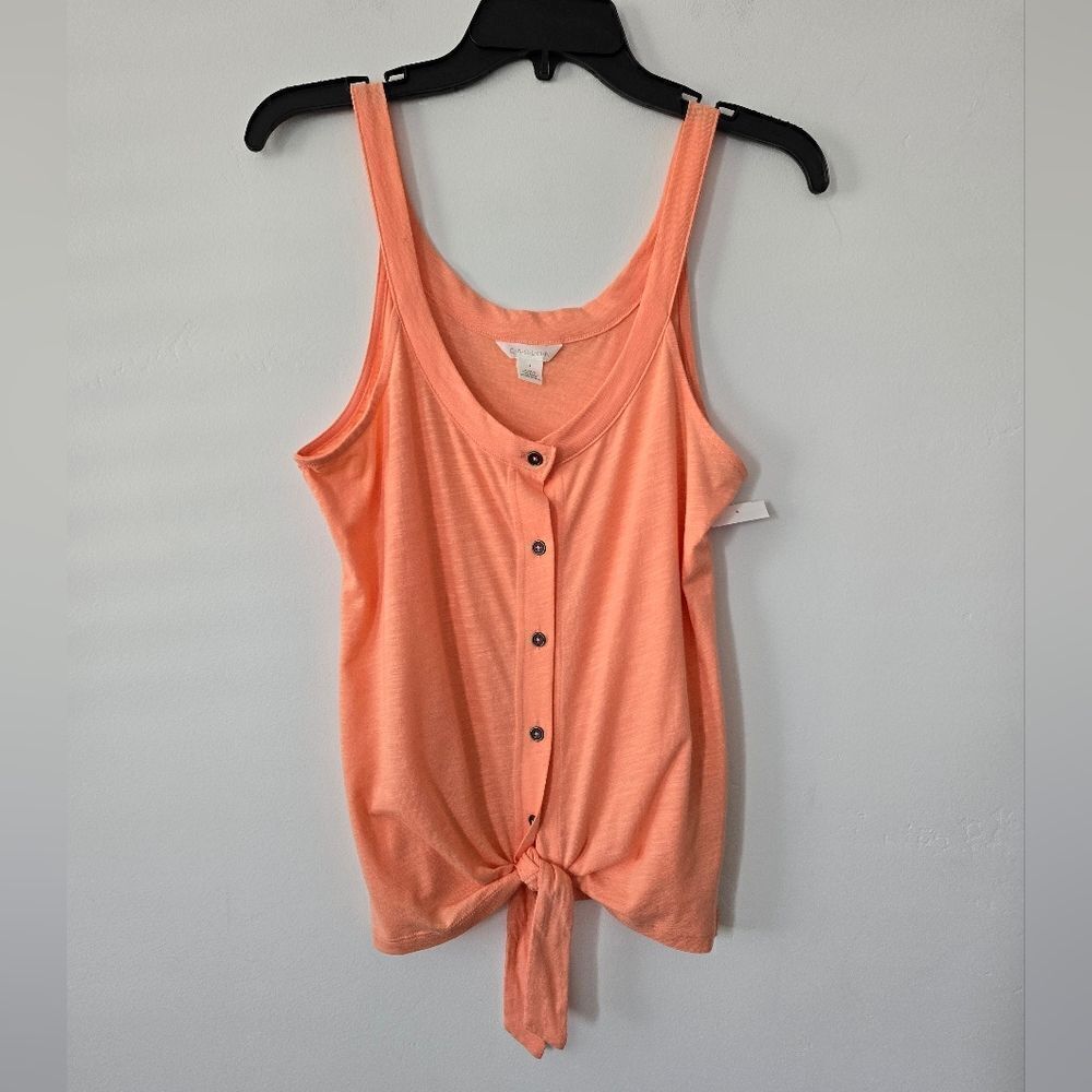 Caslon Front Tie Button Top NWOT
